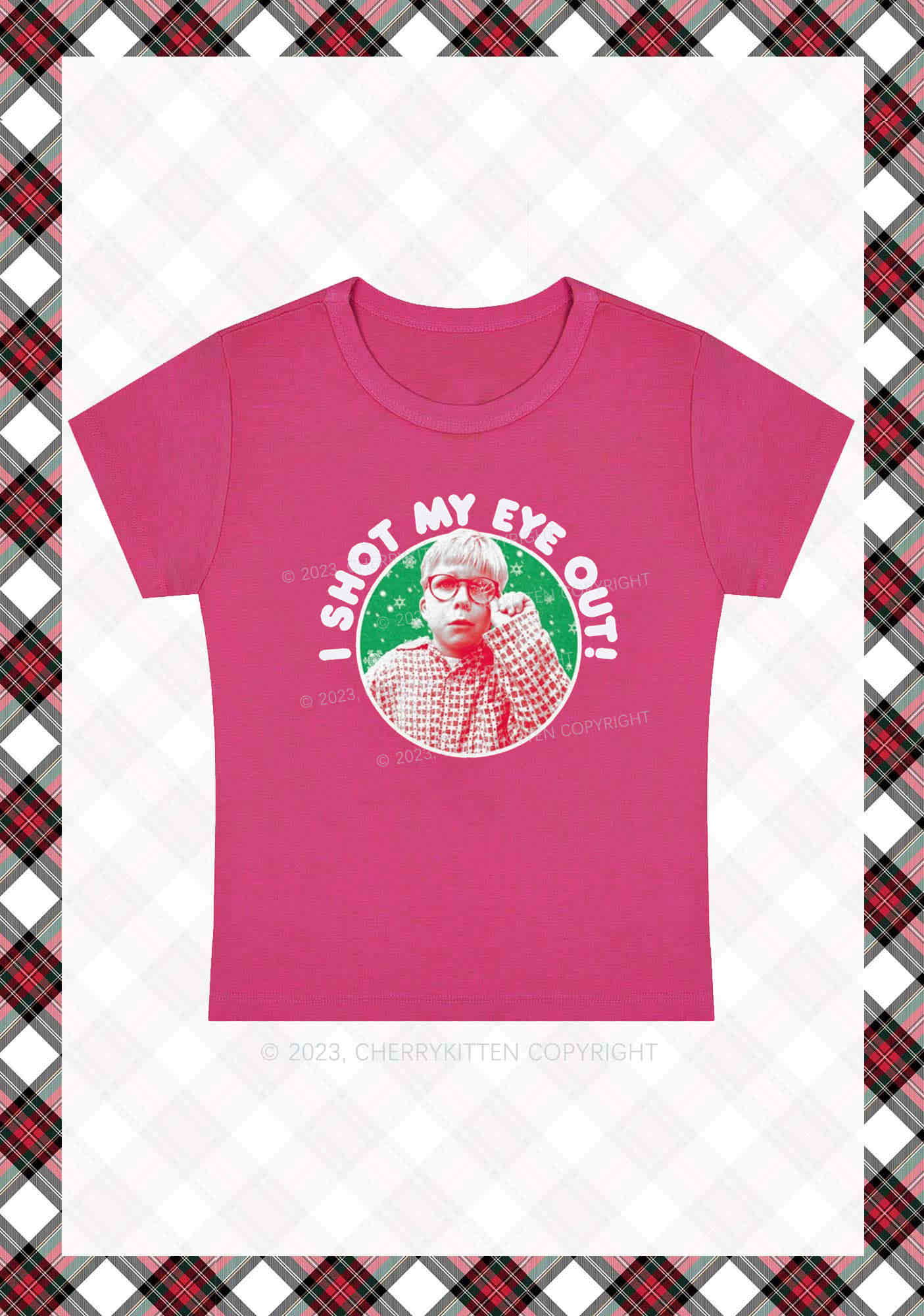 I Shot My Eye Out Christmas Y2K Baby Tee Cherrykitten