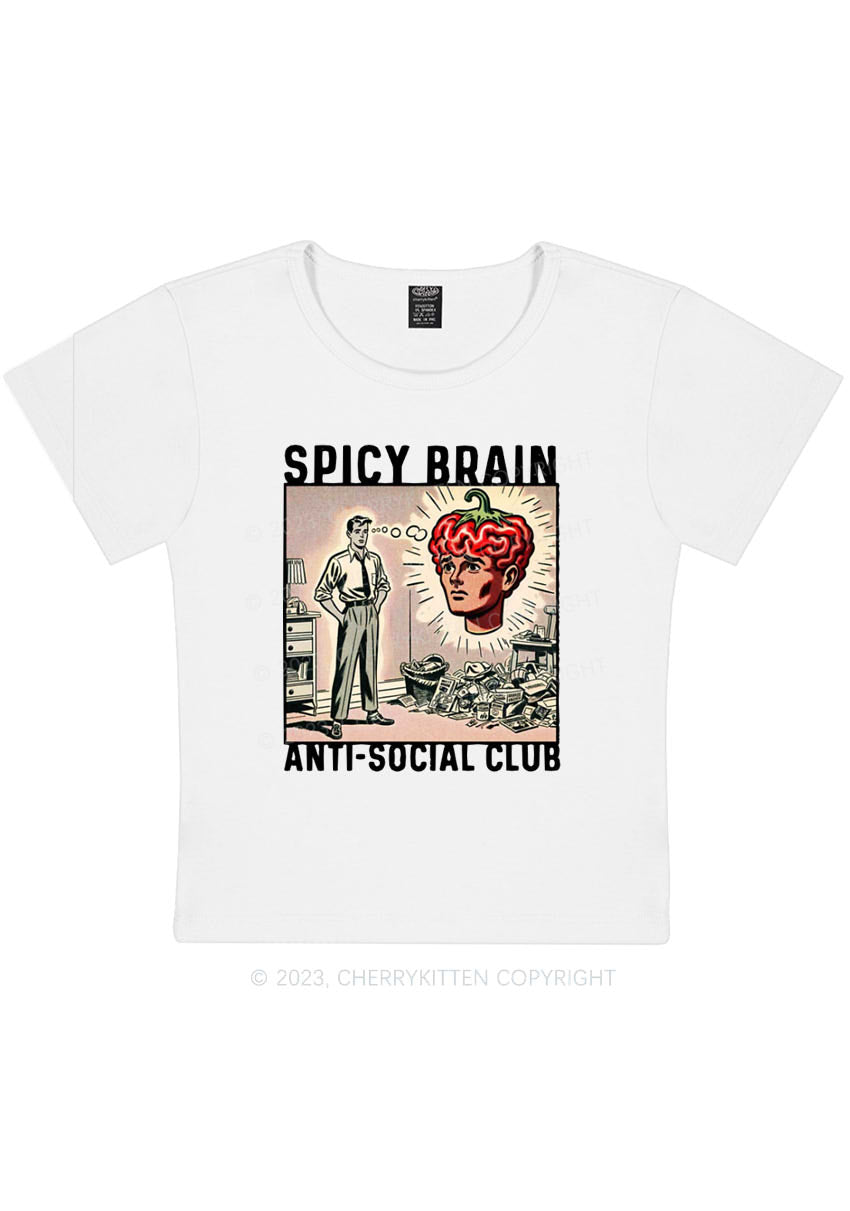 Curvy Spicy Brain Anti-Social Club Y2K Baby Tee Cherrykitten