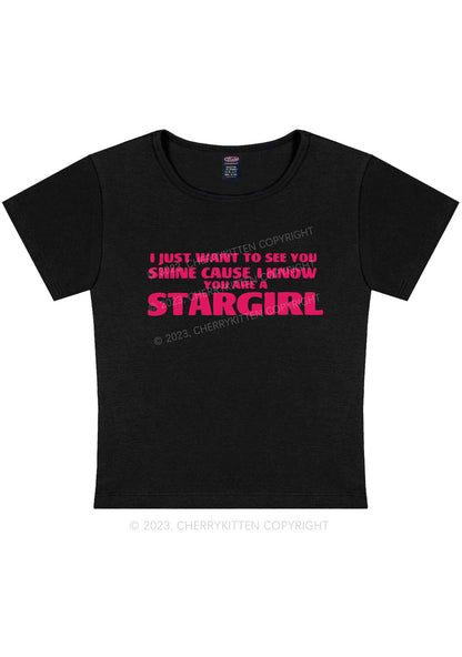 Curvy I Know You Are A Stargirl Y2K Baby Tee Cherrykitten