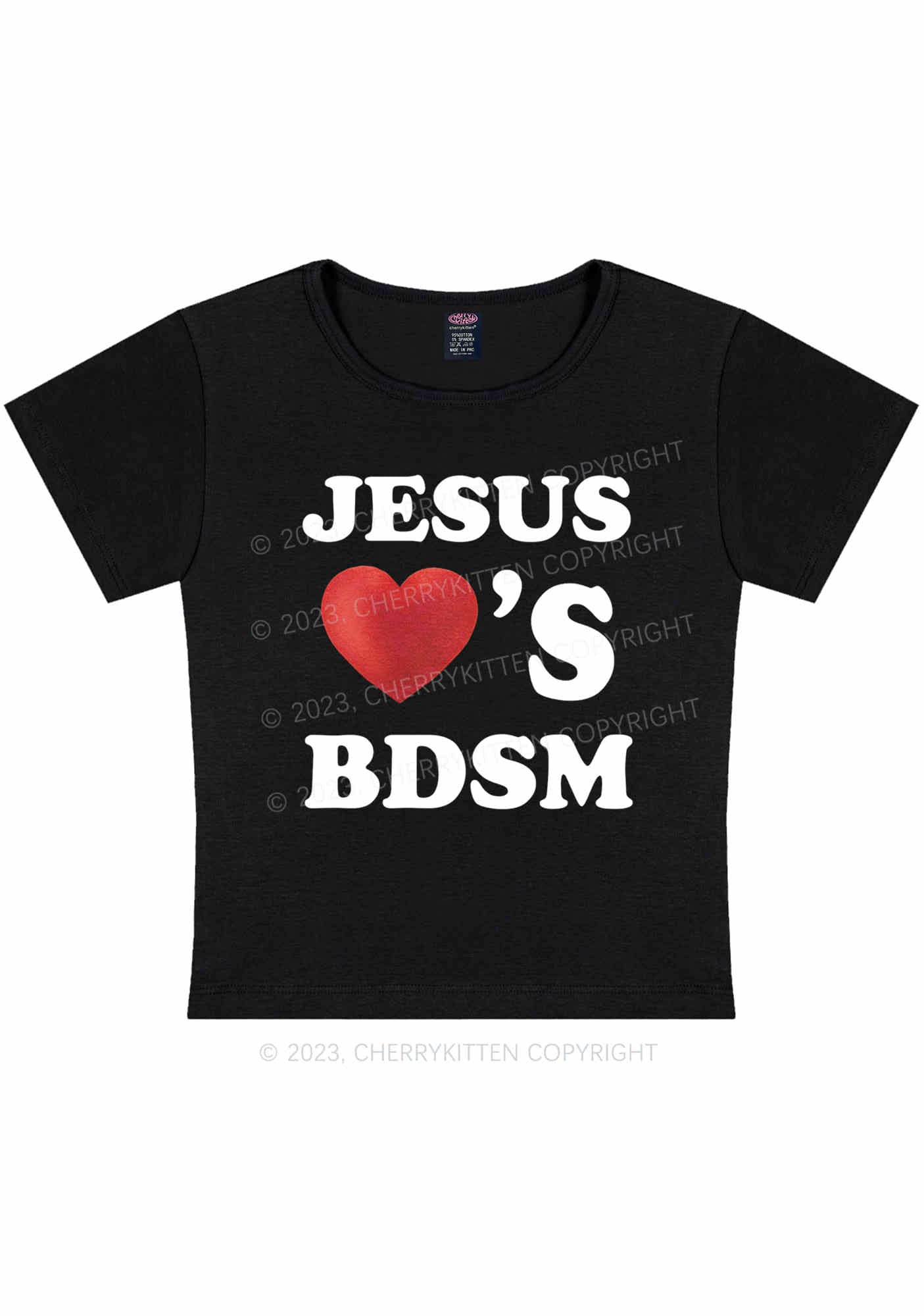 Jesus Loves BDSM Y2K Baby Tee Cherrykitten