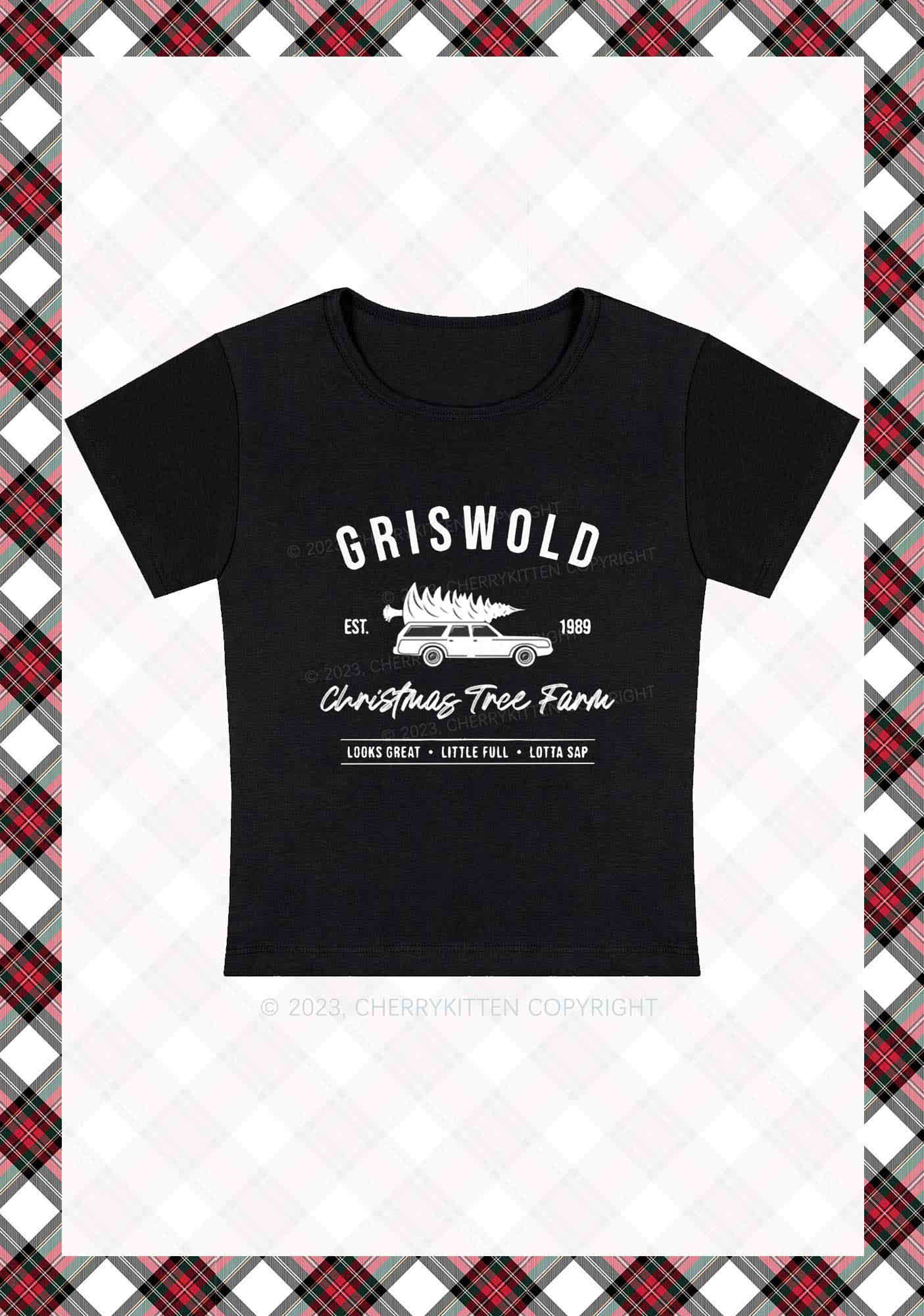 Griswold EST. 1989 Christmas Y2K Baby Tee Cherrykitten