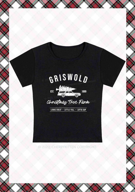 Griswold EST. 1989 Christmas Y2K Baby Tee Cherrykitten