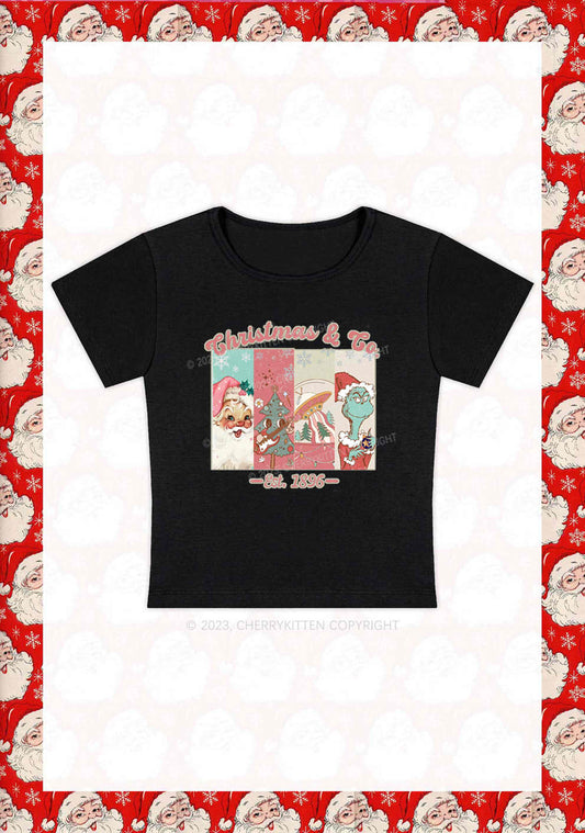 Retro Pink Santa Christmas Y2K Baby Tee Cherrykitten