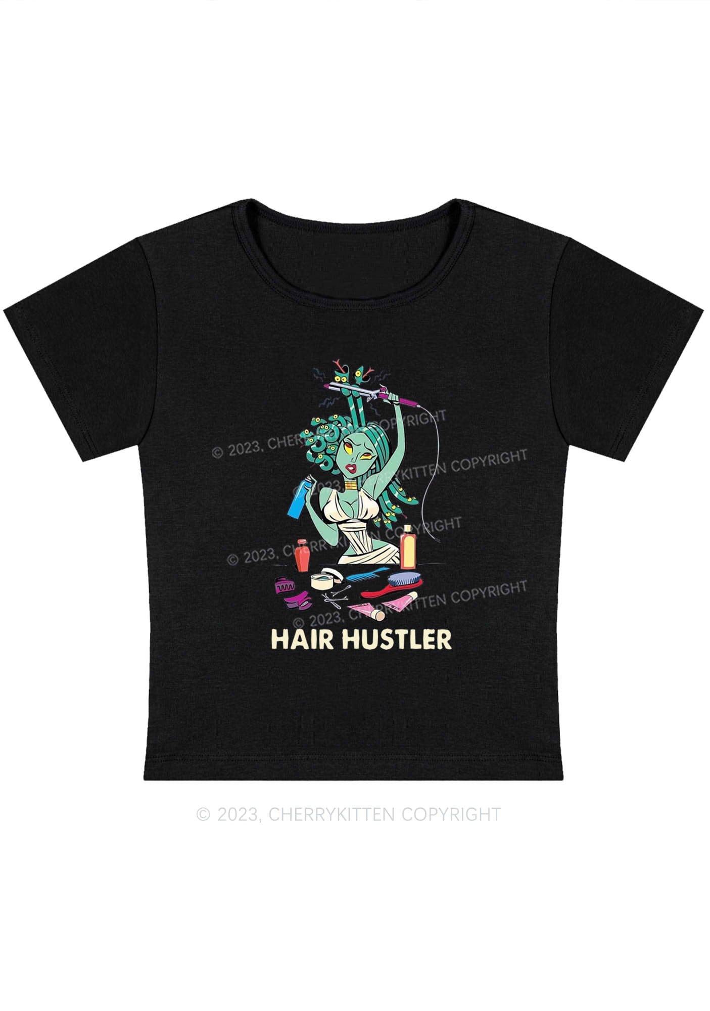 Snakes Hair Hustler Halloween Y2K Baby Tee Cherrykitten