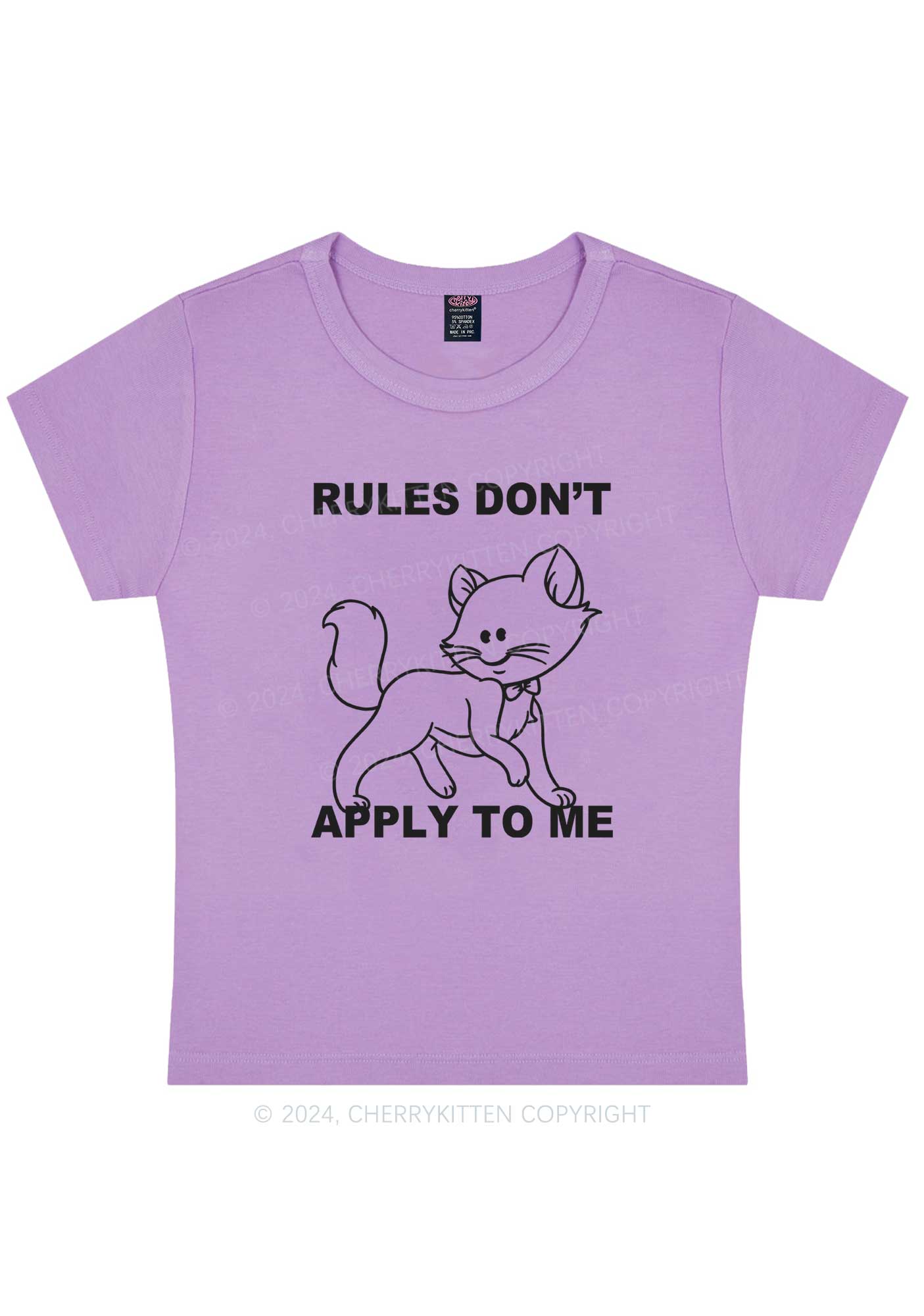 Curvy Rules Don't Apply To Cat Without Eyes Y2K Baby Tee Cherrykitten