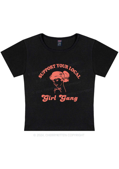 Curvy Support Your Local Girl Gang Y2K Baby Tee Cherrykitten