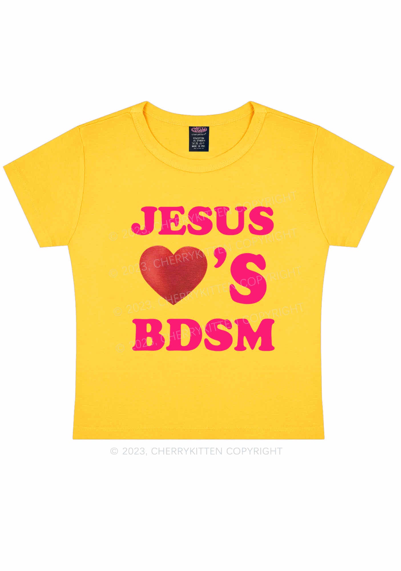 Jesus Loves BDSM Y2K Baby Tee Cherrykitten