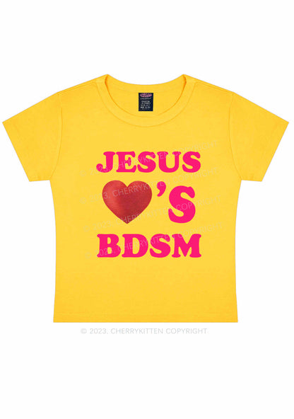 Jesus Loves BDSM Y2K Baby Tee Cherrykitten