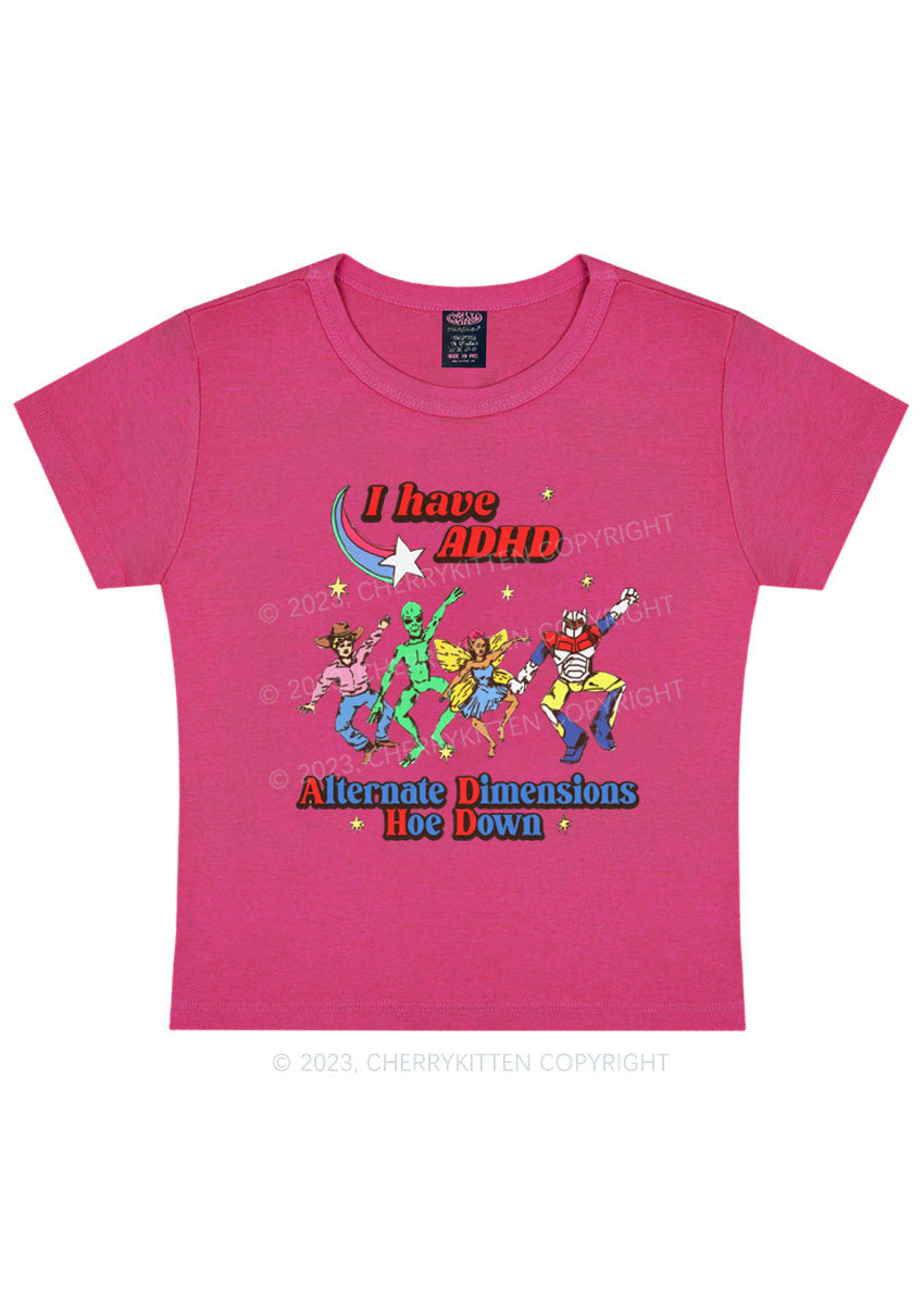 Curvy I Have ADHD Cartoon Characters Y2K Baby Tee Cherrykitten