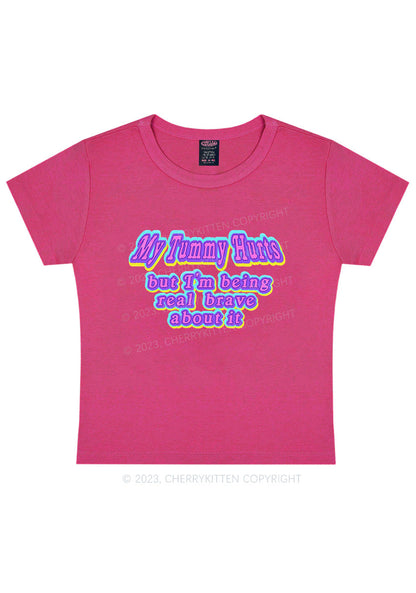 Curvy My Tummy Hurts Y2K Baby Tee Cherrykitten