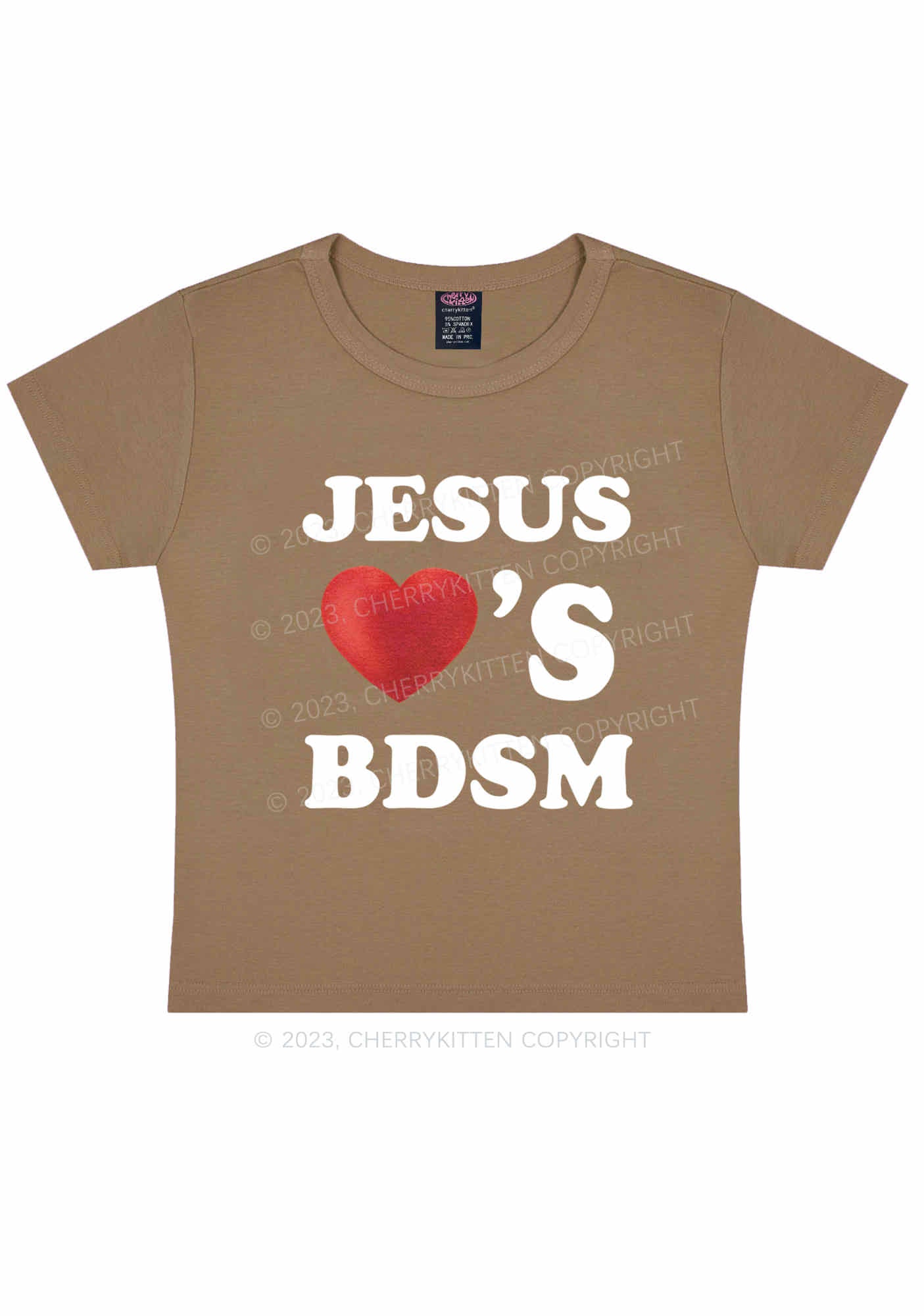 Jesus Loves BDSM Y2K Baby Tee Cherrykitten