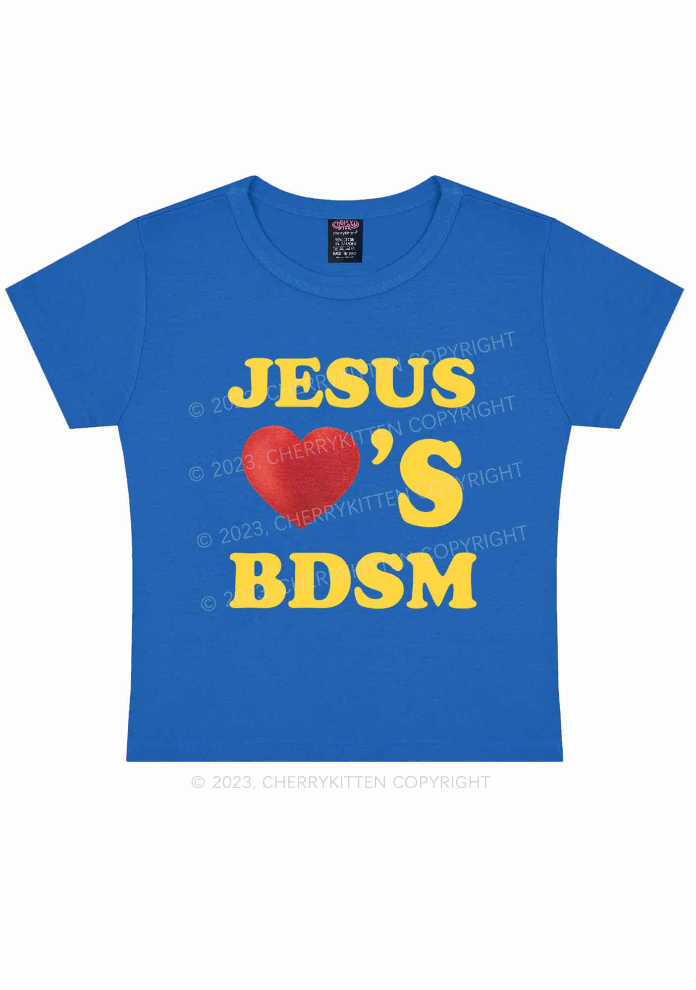 Jesus Loves BDSM Y2K Baby Tee Cherrykitten