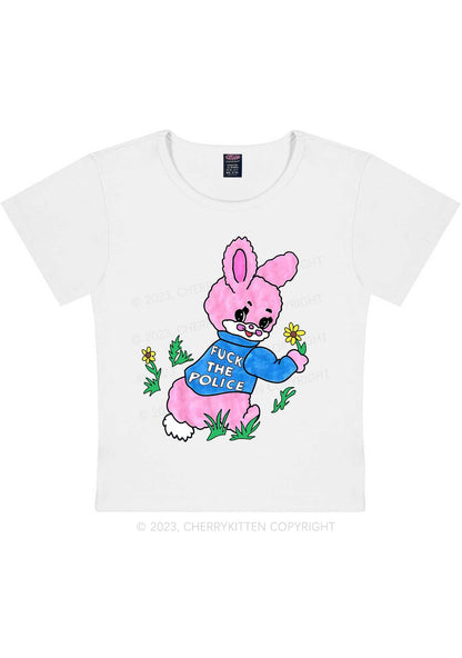 Curvy Pink Bunny Y2K Baby Tee Cherrykitten