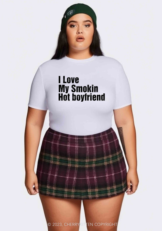 Curvy I Love My Smokin Hot Boyfriend Y2K Baby Tee Cherrykitten