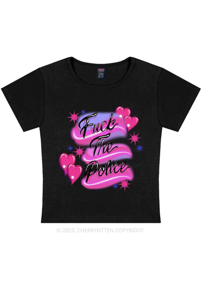 Fxxk The Police Flying Heart Y2K Baby Tee Cherrykitten