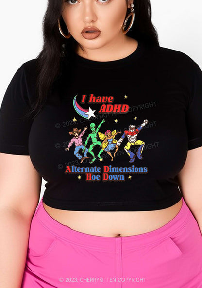 Curvy I Have ADHD Cartoon Characters Y2K Baby Tee Cherrykitten