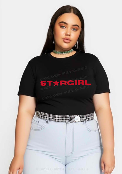 Curvy Red Stargirl Y2K Baby Tee Cherrykitten