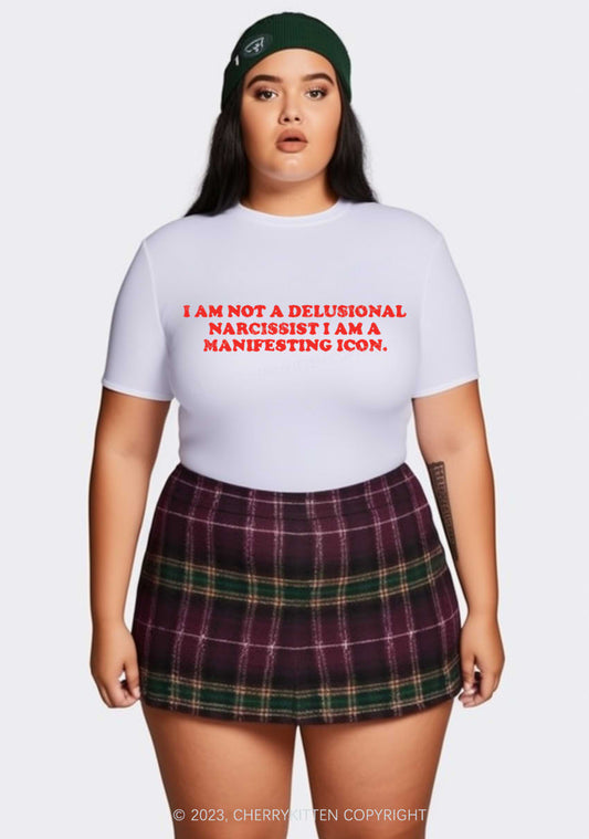 Curvy I Am Not A Delusional Narcissist Y2K Baby Tee Cherrykitten