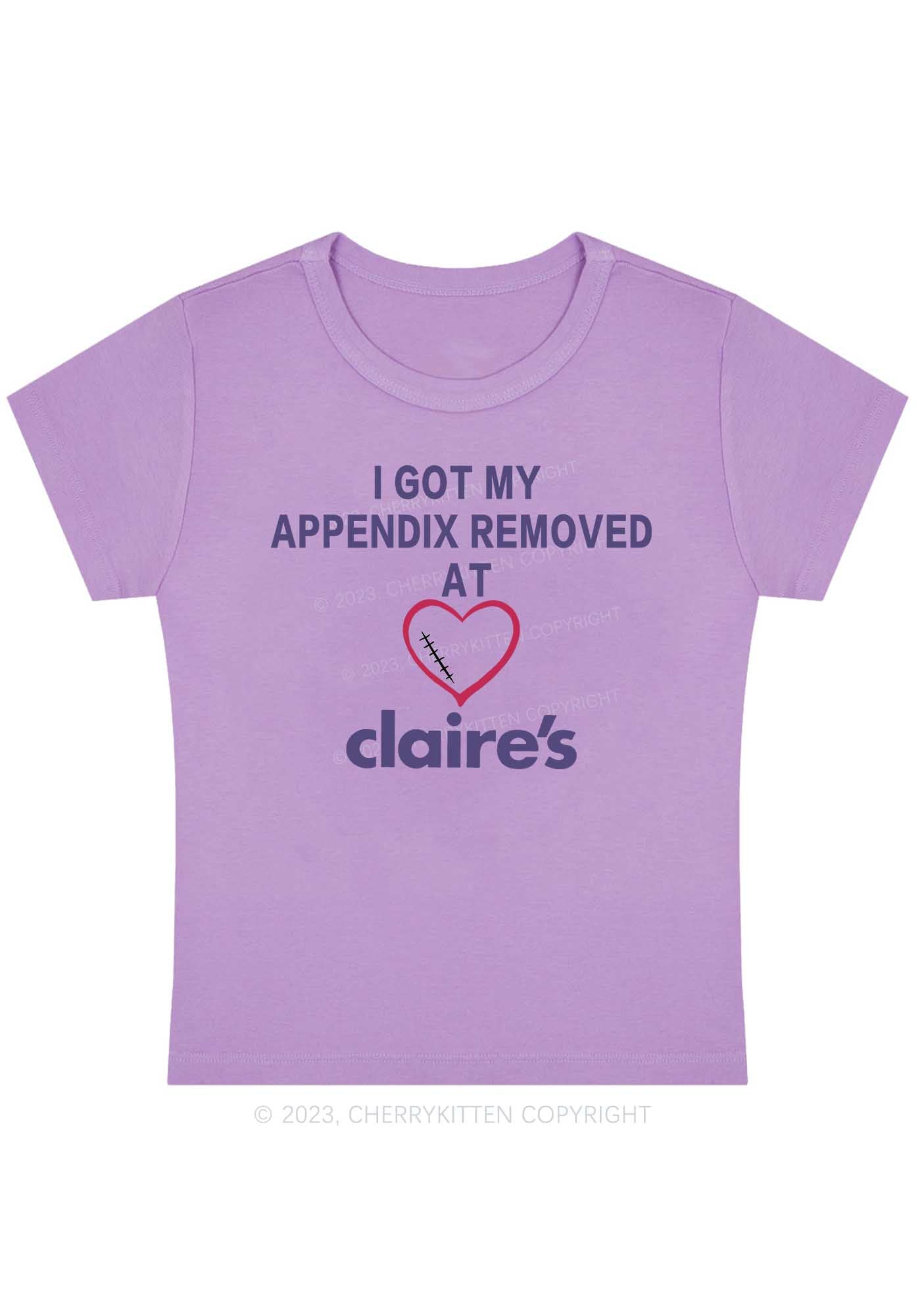 I Got My Appendix Removed At Claire's Y2K Baby Tee Cherrykitten