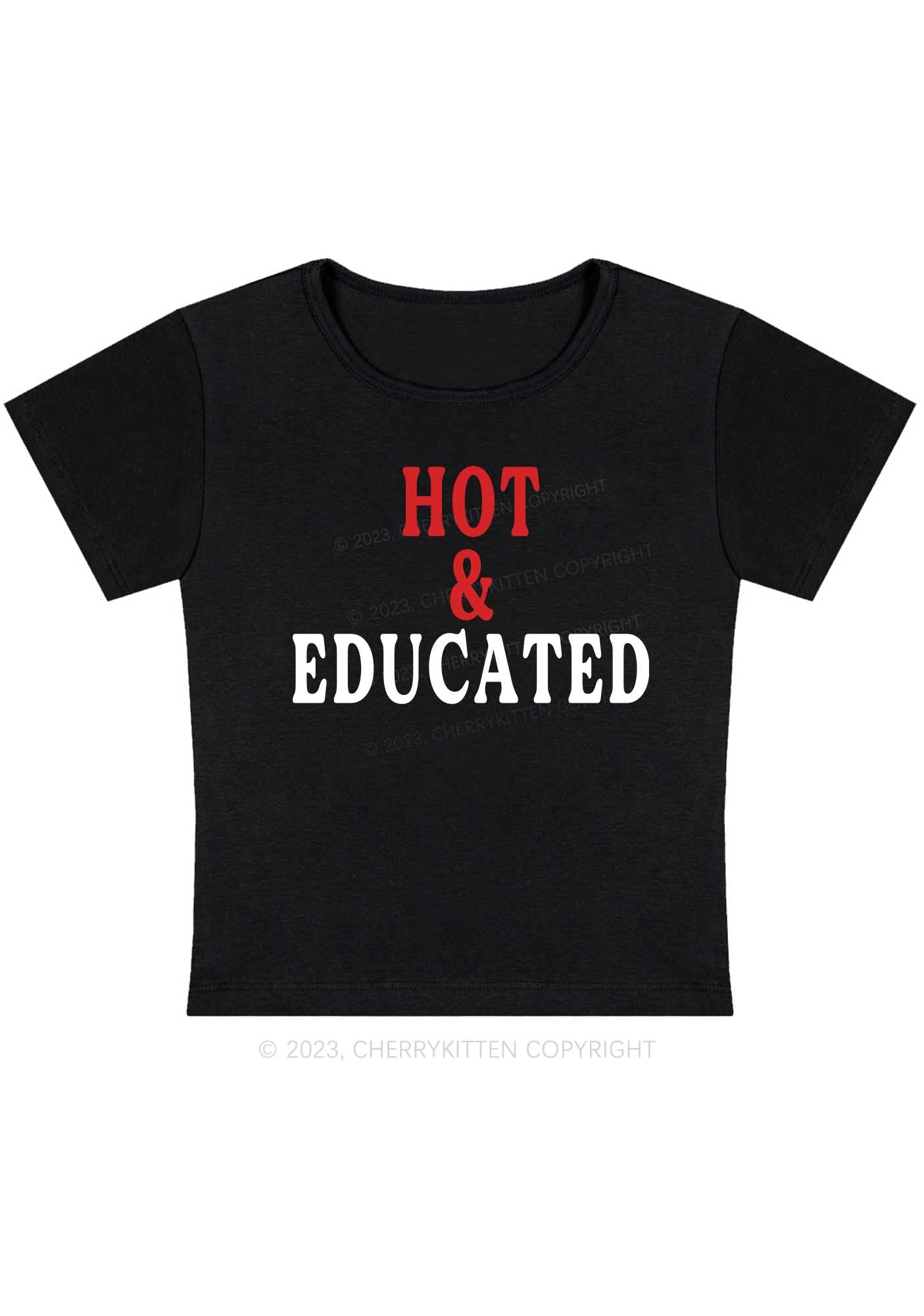 Curvy Hot And Educated Baby Tee Cherrykitten