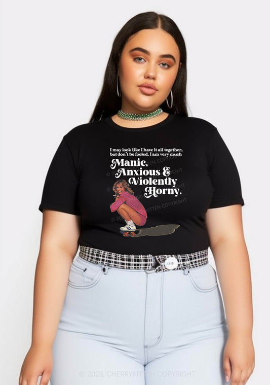 Curvy I Am Very Manic Anxious Violently Y2K Baby Tee Cherrykitten