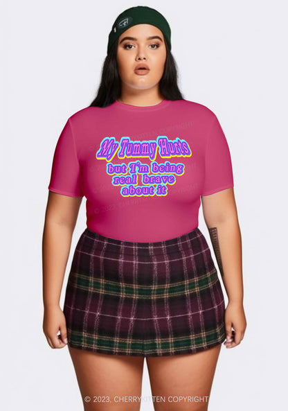 Curvy My Tummy Hurts Y2K Baby Tee Cherrykitten