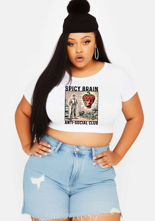 Curvy Spicy Brain Anti-Social Club Y2K Baby Tee Cherrykitten