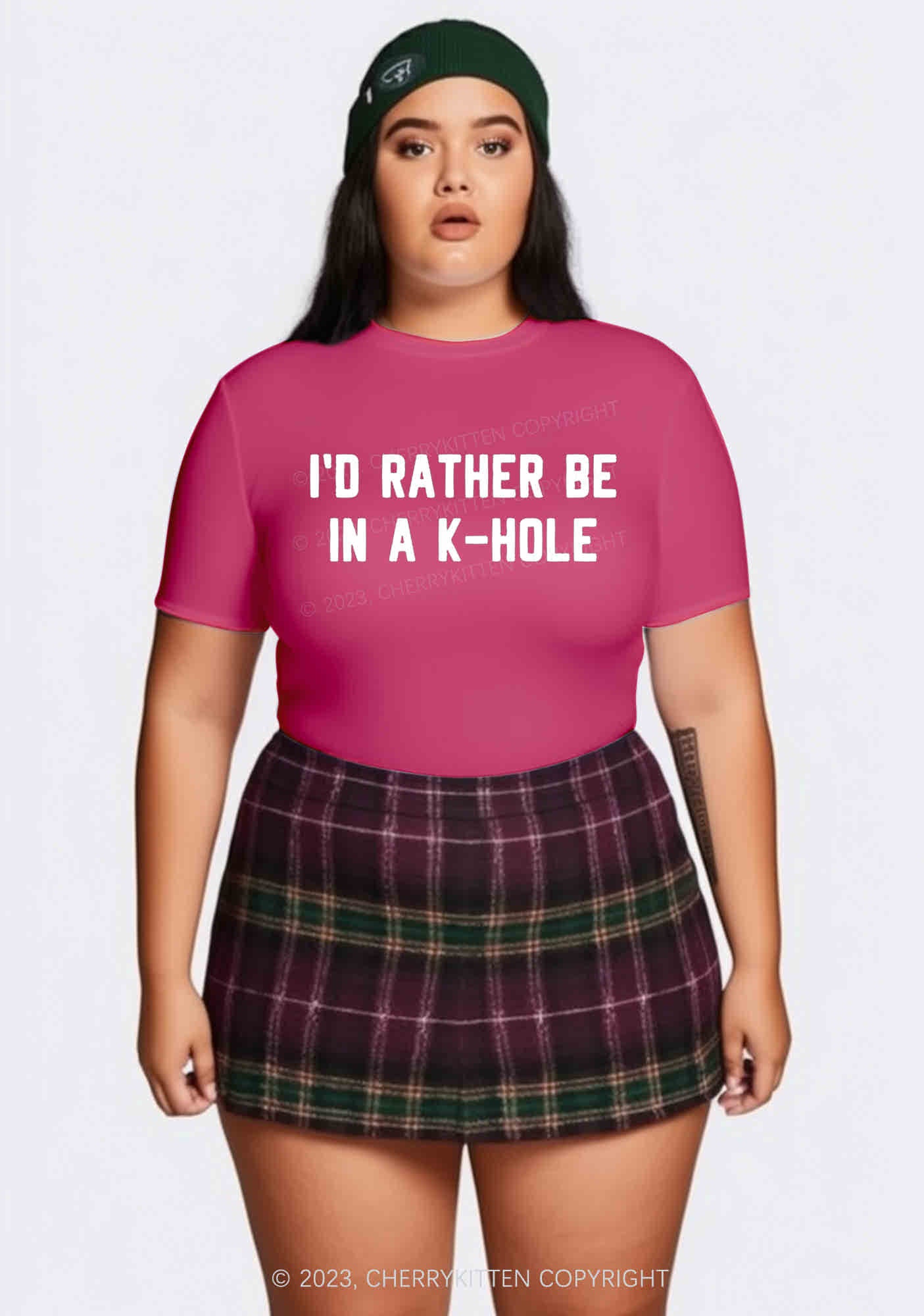 Curvy I'd Rather Be In A K Hole Y2K Baby Tee Cherrykitten