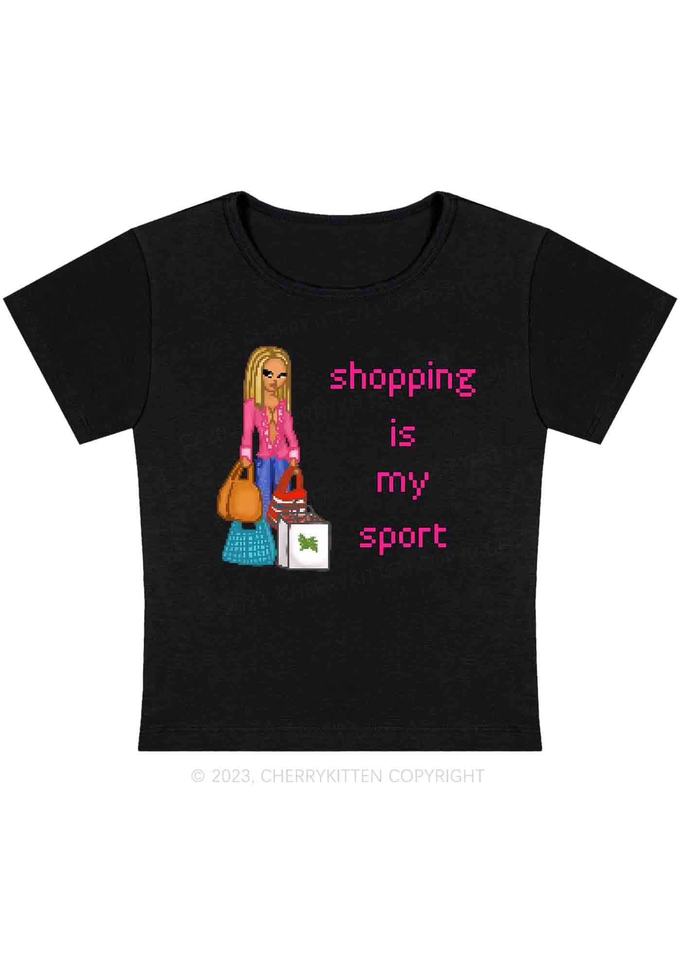 Shopping Is My Sport Y2K Baby Tee Cherrykitten