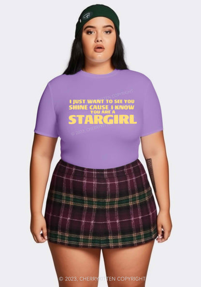 Curvy I Know You Are A Stargirl Y2K Baby Tee Cherrykitten