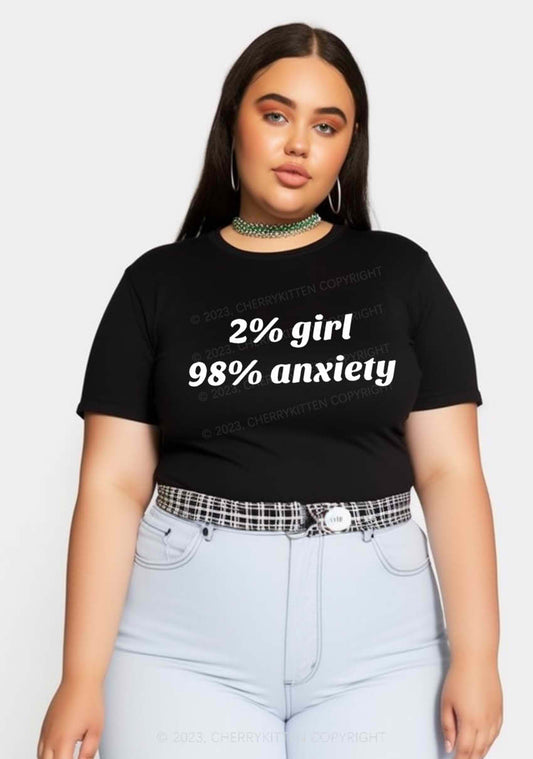 Curvy Two Percent Girl Ninety Eight Percent Anxiety Y2K Baby Tee Cherrykitten