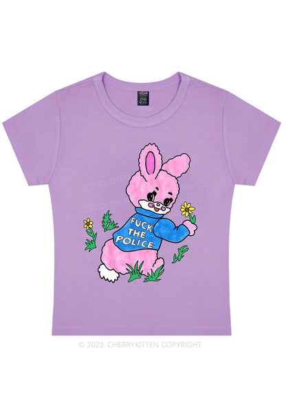 Curvy Pink Bunny Y2K Baby Tee Cherrykitten