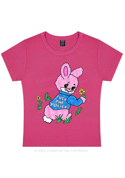 Curvy Pink Bunny Y2K Baby Tee Cherrykitten