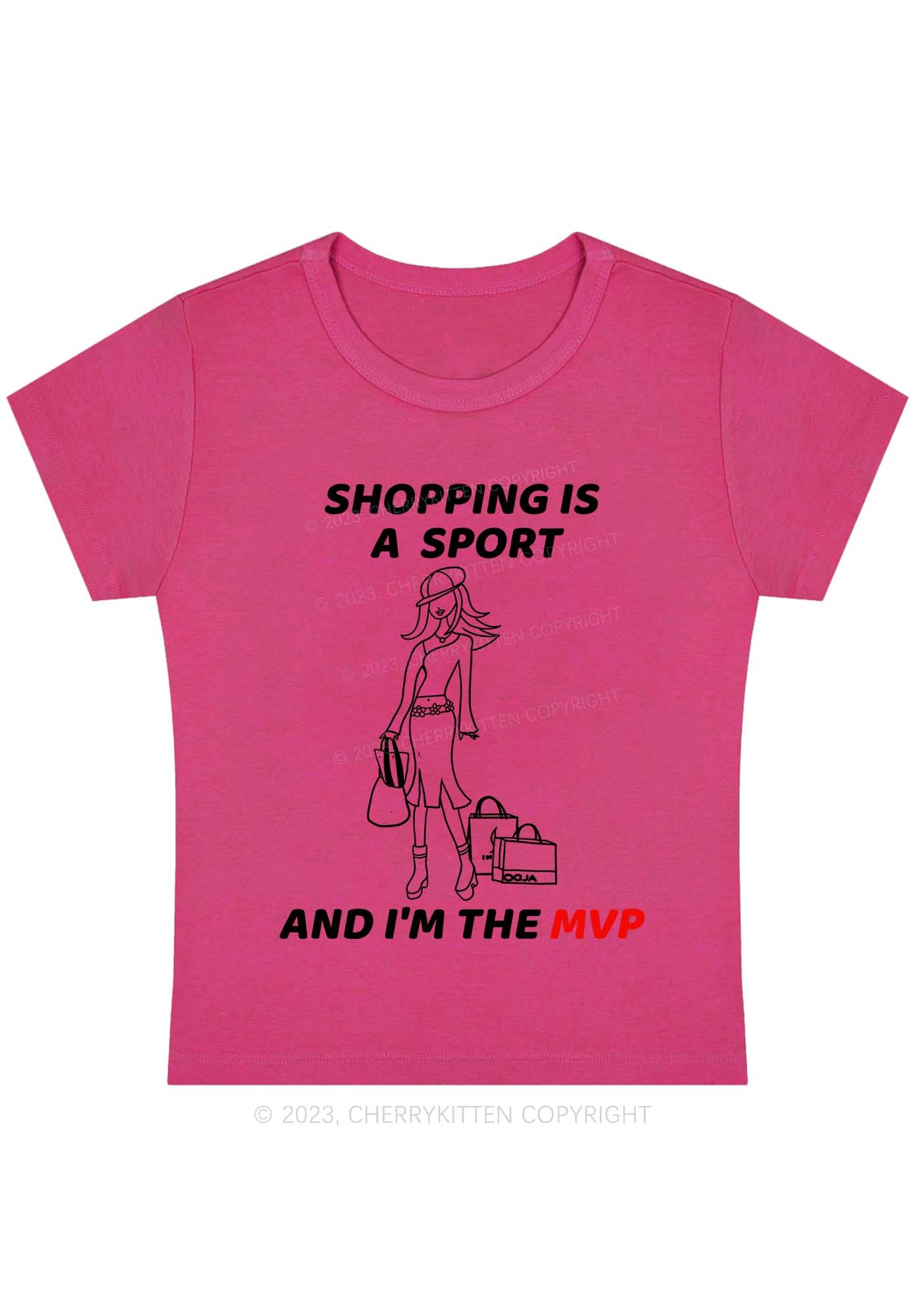 Curvy Shopping Is A Sport And I'm The MVP Y2K Baby Tee Cherrykitten