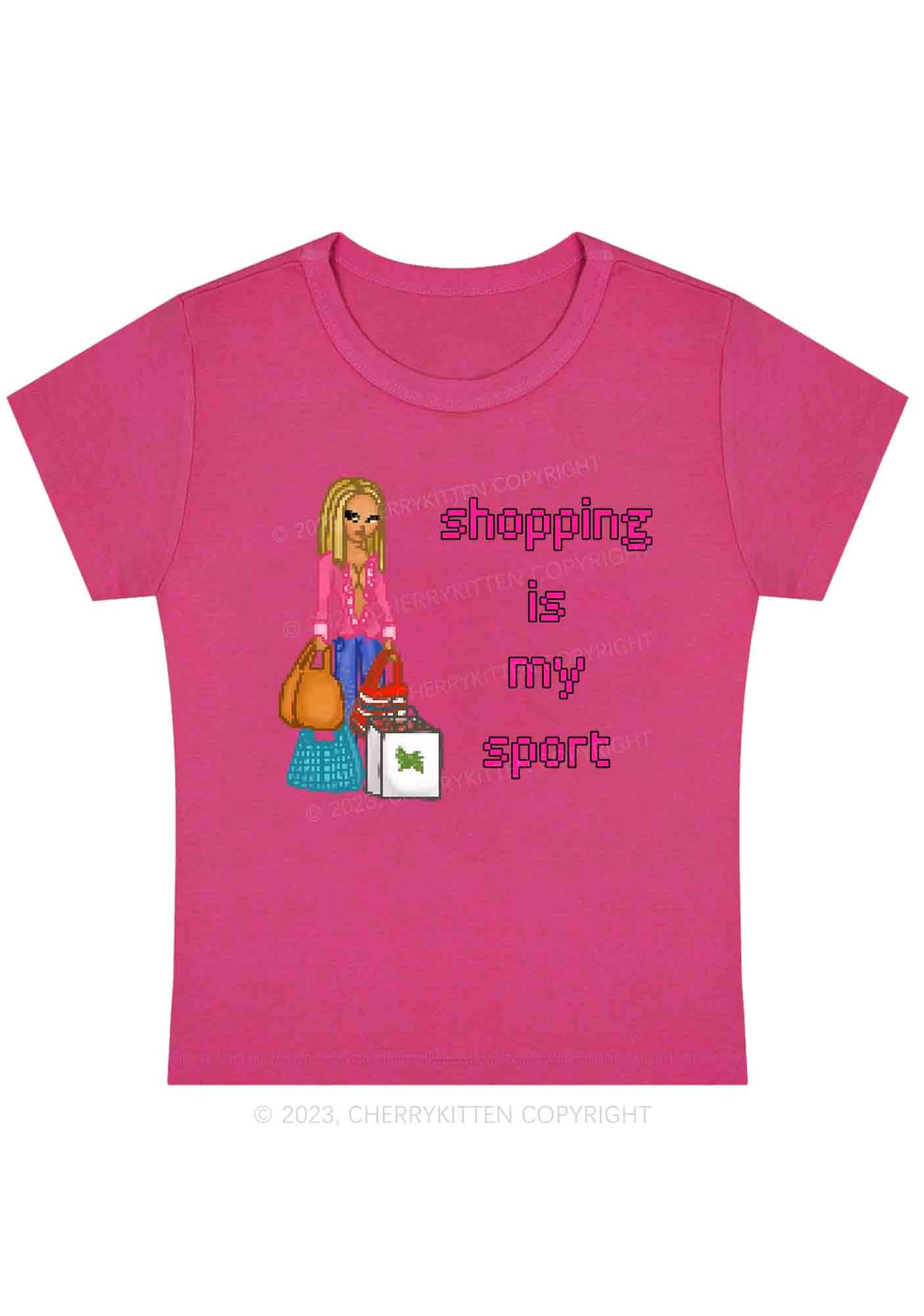 Shopping Is My Sport Y2K Baby Tee Cherrykitten