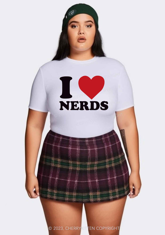 Curvy I Love Nerds Y2K Baby Tee Cherrykitten