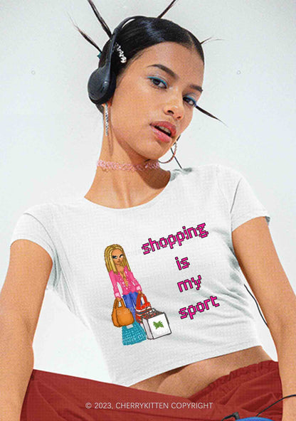 Shopping Is My Sport Y2K Baby Tee Cherrykitten