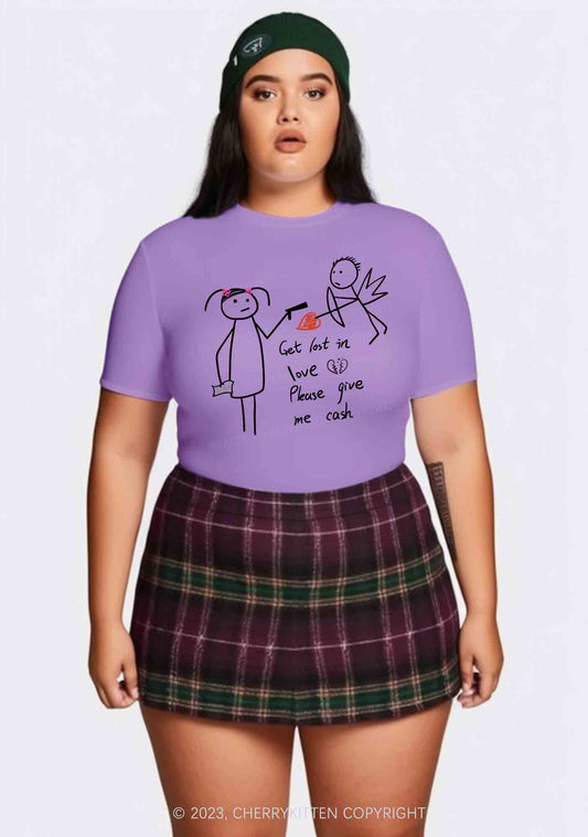 Curvy Please Give Me Cash Not Love Y2K Baby Tee Cherrykitten