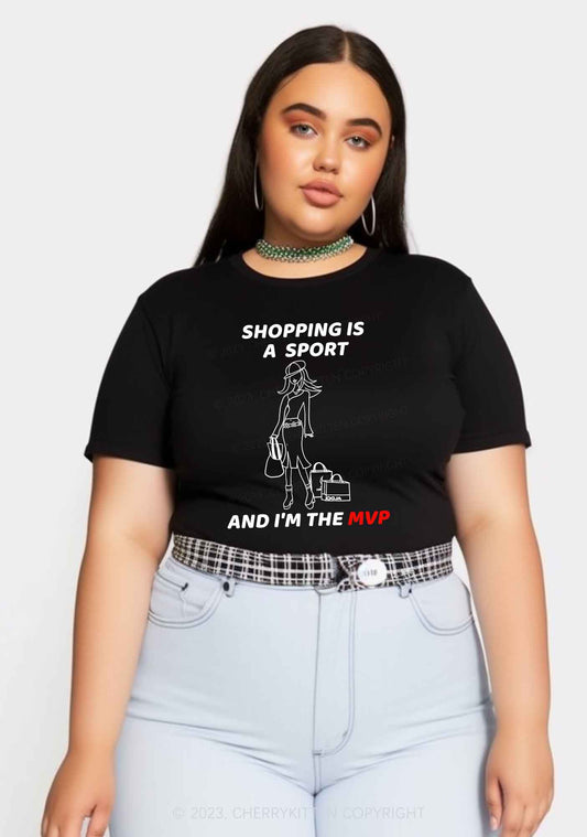 Curvy Shopping Is A Sport And I'm The MVP Y2K Baby Tee Cherrykitten