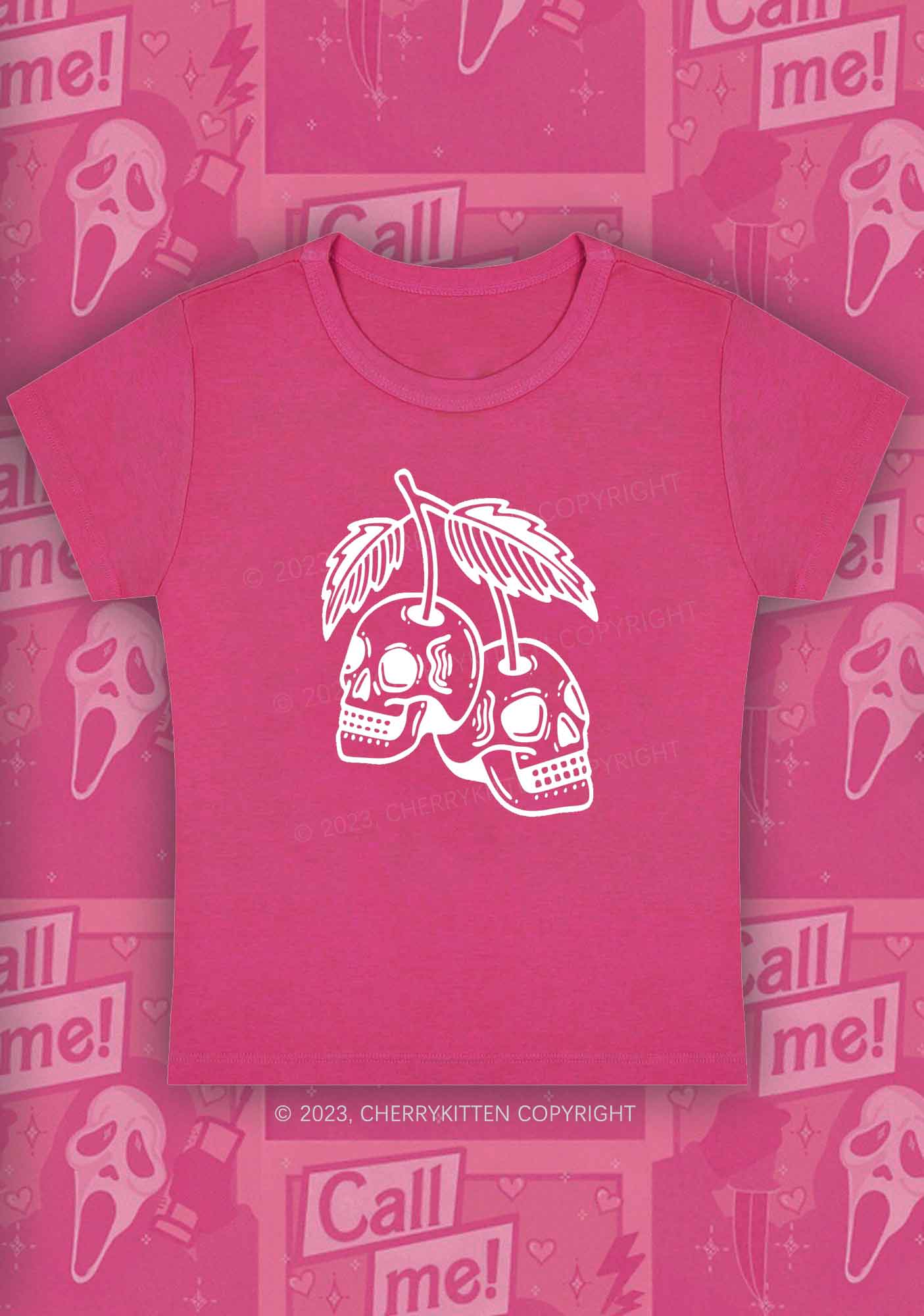 Cherry Skulls Halloween Baby Tee Cherrykitten