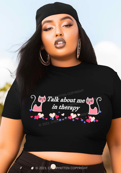 Curvy Talk About Me Pink Cats Y2K Baby Tee Cherrykitten