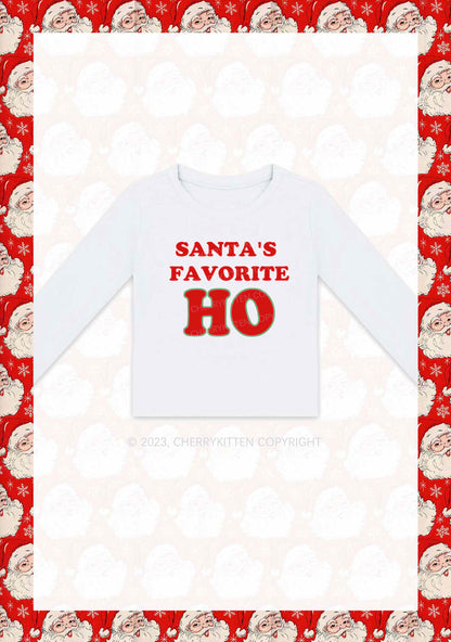 Santa's Favorite Christmas Y2K Long Sleeve Crop Top Cherrykitten