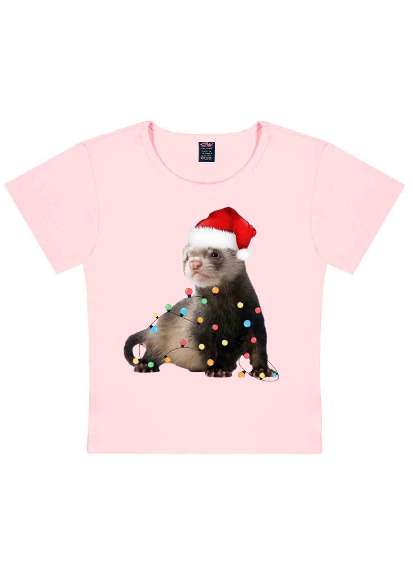 Christmas Ferret Lights Y2K Baby Tee Cherrykitten