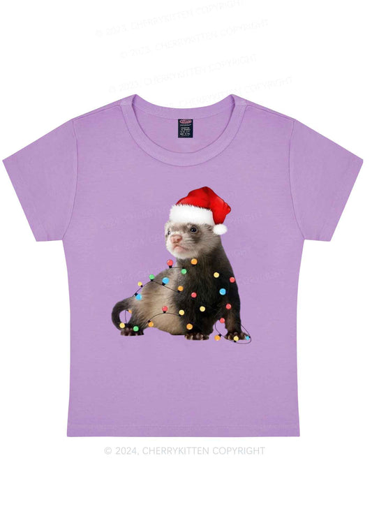 Christmas Ferret Lights Y2K Baby Tee Cherrykitten