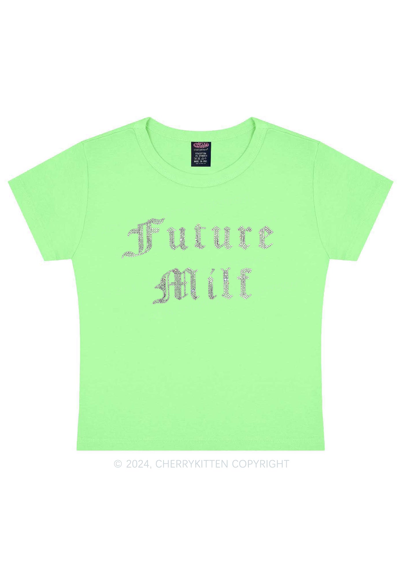 Rhinestone Future Mxxf Y2K Baby Tee Cherrykitten