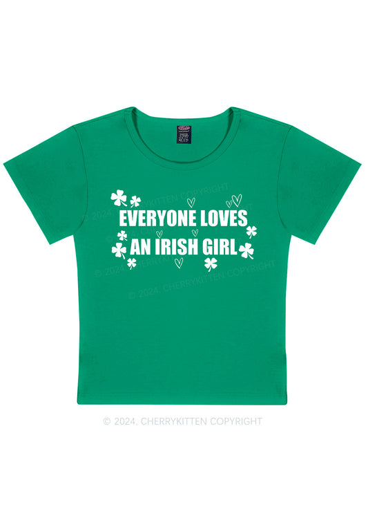 Everyone Loves Irish Girl St Patricks Y2K Baby Tee Cherrykitten