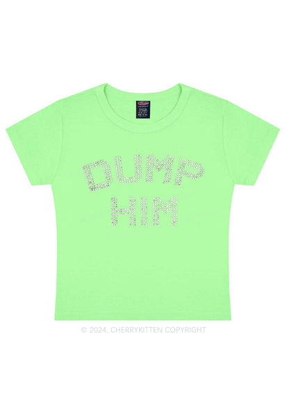 Rhinestone Dump Him Y2K Baby Tee Cherrykitten