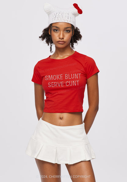 Rhinestone Smoke Blunt Y2K Baby Tee Cherrykitten