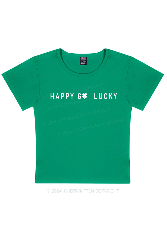 Happy Go Lucky St Patricks Y2K Baby Tee Cherrykitten