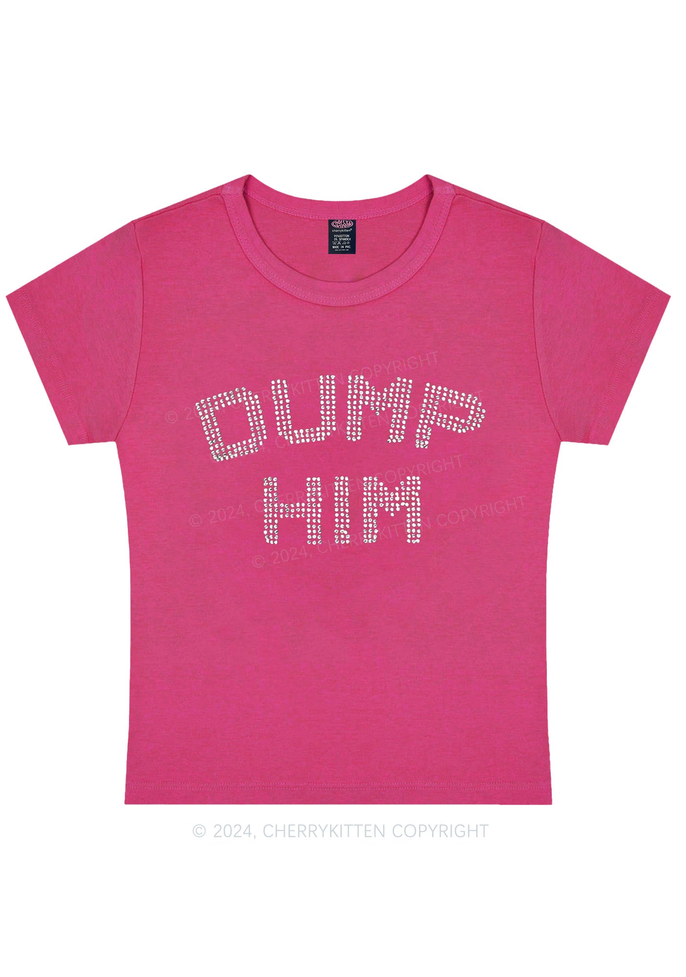 Rhinestone Dump Him Y2K Baby Tee Cherrykitten